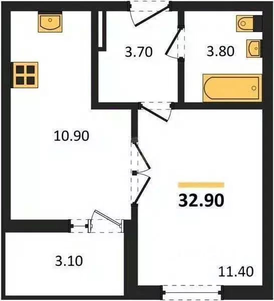 1-к кв. Крым, Феодосия ш. Симферопольское, 48к1 (29.9 м) - Фото 2