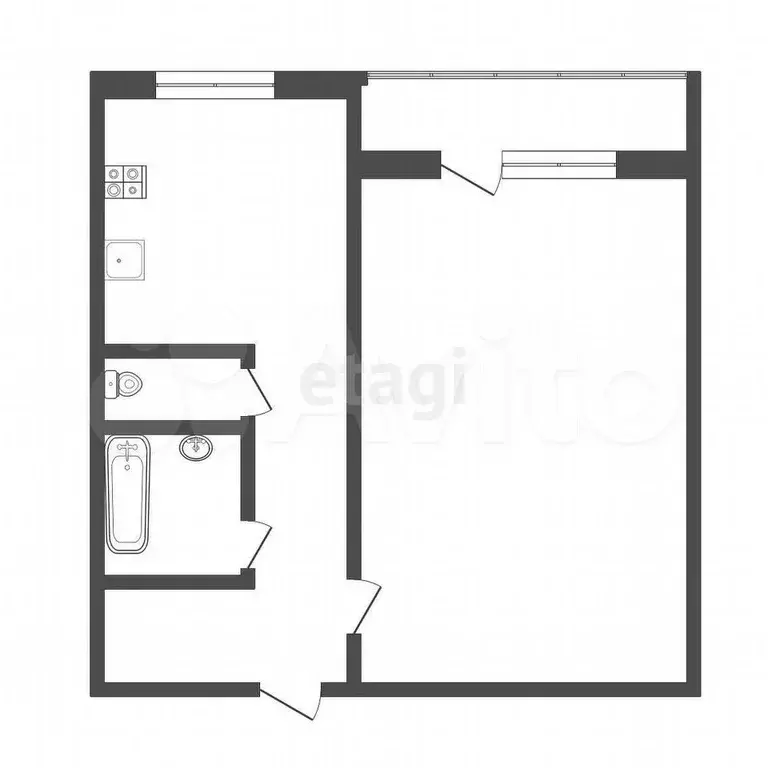 1-к. квартира, 37,6 м, 8/9 эт. - Фото 0