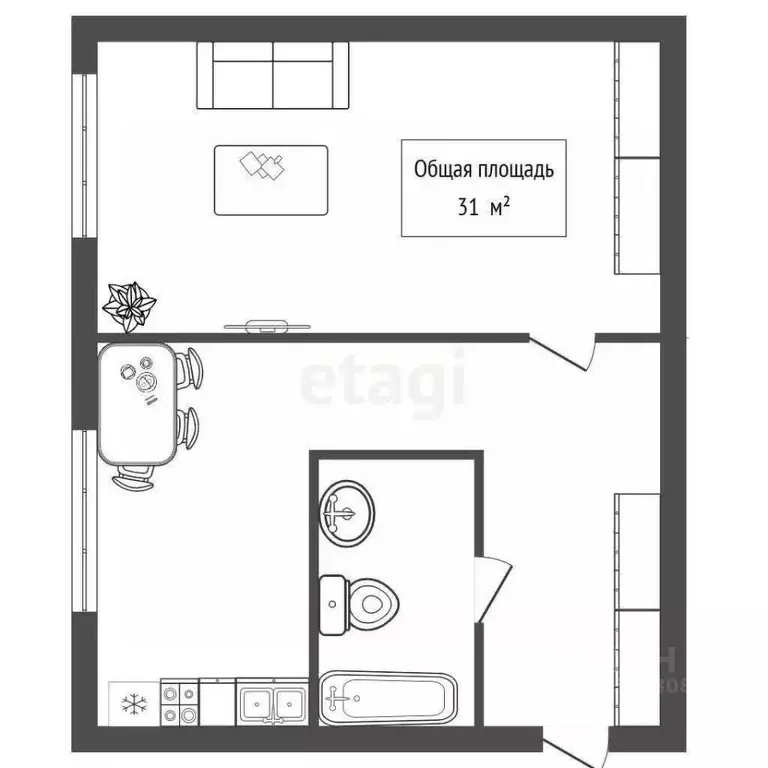 1-к кв. Новосибирская область, Новосибирск Колхидская ул., 27/1 (31.0 ... - Фото 2