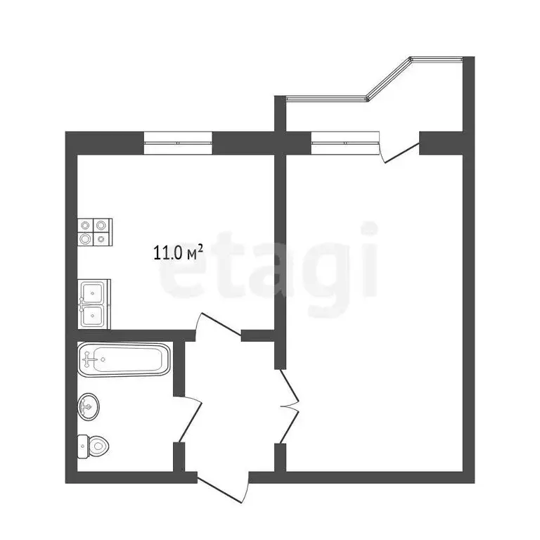 1-комнатная квартира: Тюмень, улица Мельникайте, 138 (45.4 м) - Фото 1
