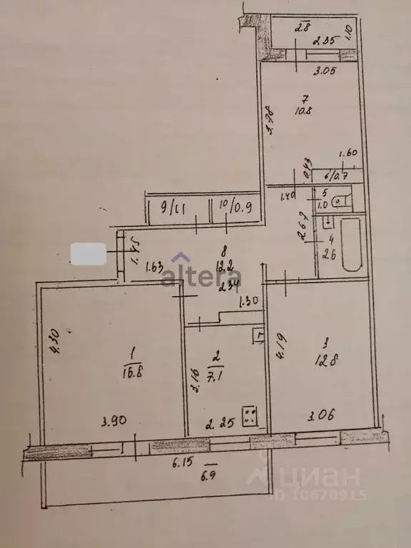 3-к кв. Татарстан, Казань ул. Комиссара Габишева, 25 (70.9 м) - Фото 2