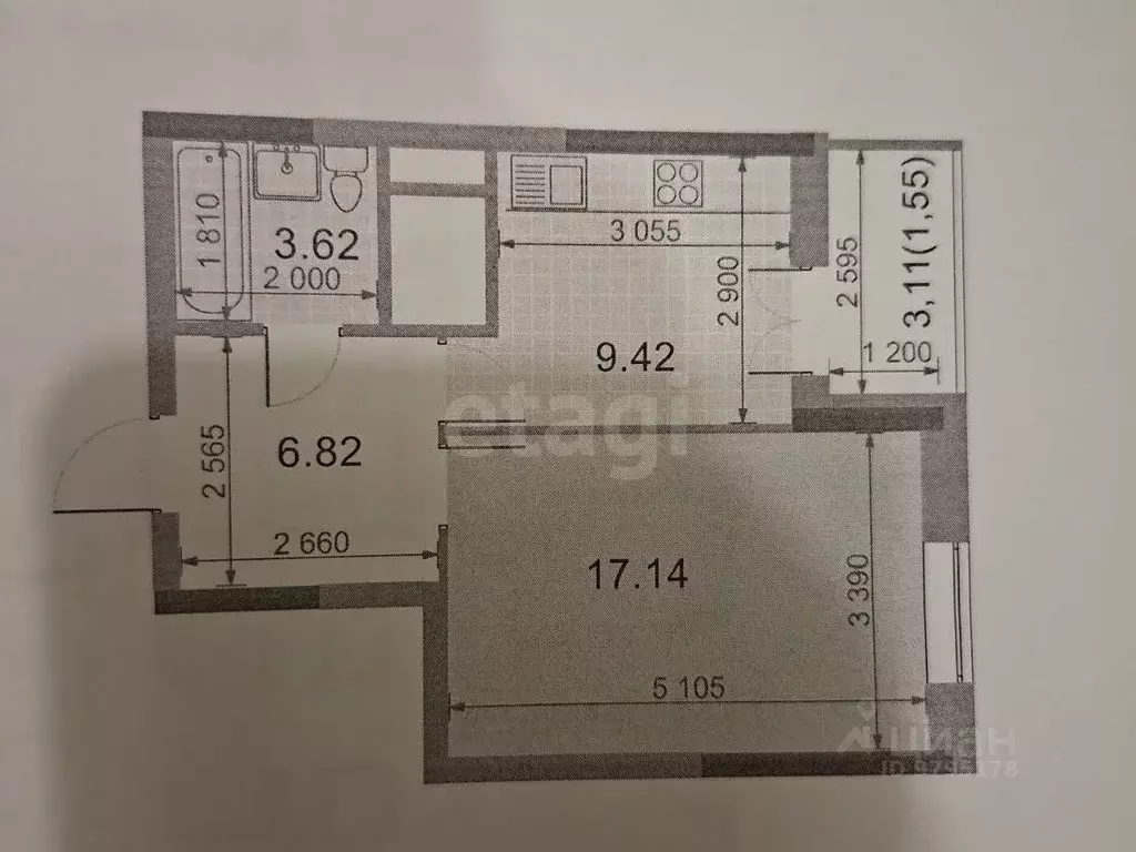 1-к кв. Татарстан, Казань ул. Академика Завойского, 23 (37.7 м) - Фото 1