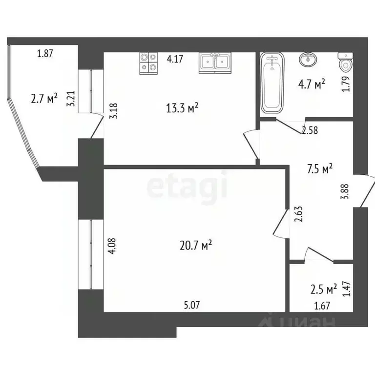 1-к кв. Московская область, Луховицы ул. Тимирязева, 120 (56.2 м) - Фото 2