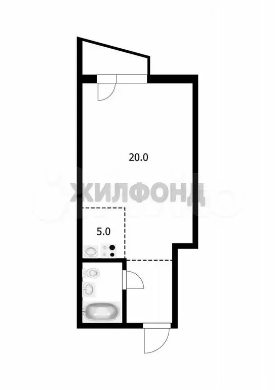 Квартира-студия, 31,1 м, 2/6 эт. - Фото 0