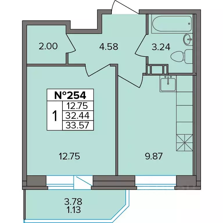 1-к кв. Ленинградская область, Всеволожский район, д. Новое Девяткино, ... - Фото 1