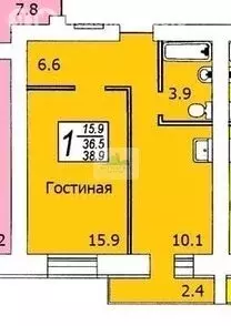 1-комнатная квартира: Саратов, Огородная улица, 75А (38.9 м) - Фото 0