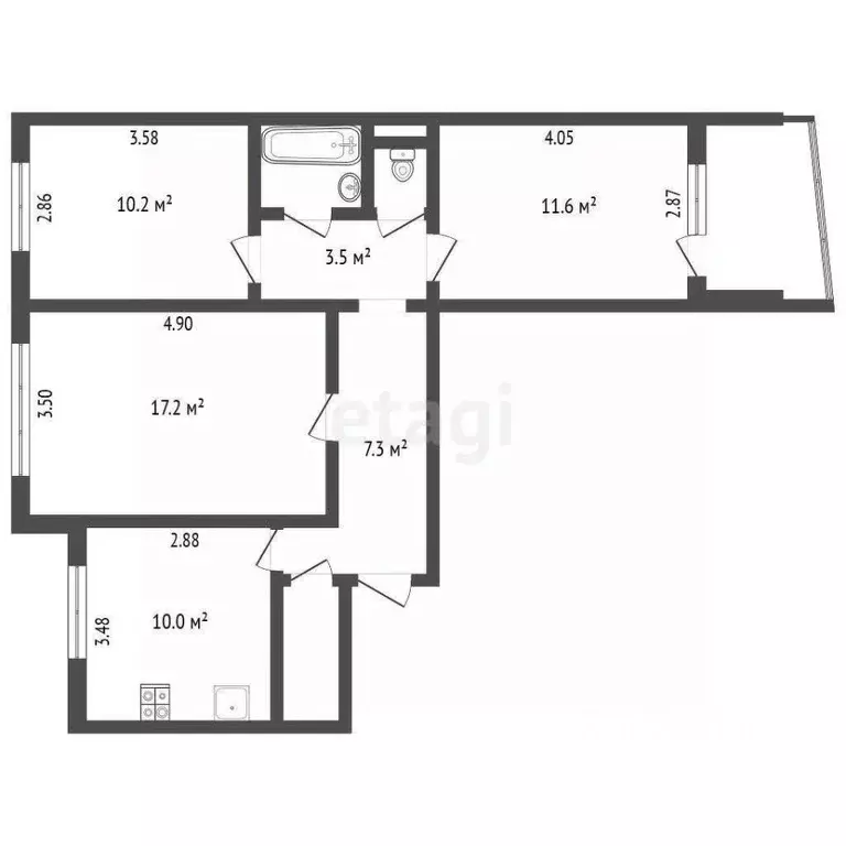 3-к кв. Вологодская область, Вологда Ярославская ул., 36 (67.6 м) - Фото 1