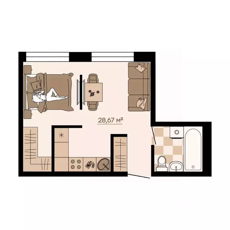1-к кв. Приморский край, Владивосток ул. Грязелечебница (28.67 м) - Фото 1