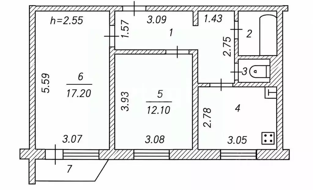 2-к кв. Чувашия, Чебоксары Ярмарочная ул., 11к1 (50.2 м) - Фото 2