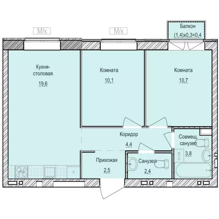 2-к кв. Удмуртия, Завьяловский район, с. Первомайский Санвилл жилой ... - Фото 1