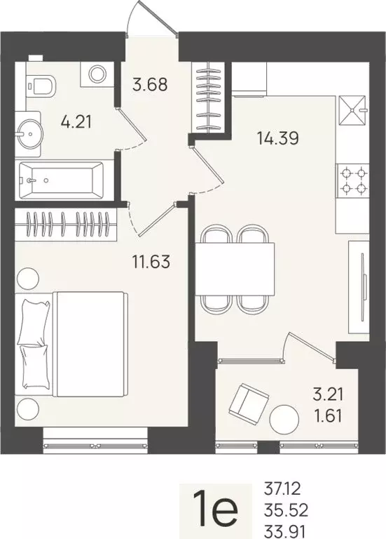 Квартира-студия: Калининградская область, Пионерский (35.52 м) - Фото 1
