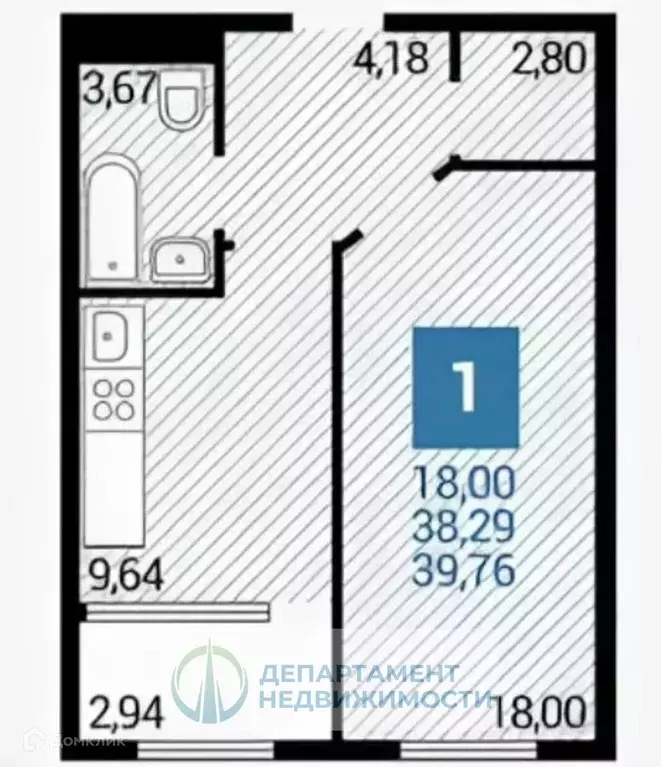 Продаётся 1-к квартира, 41 м - Фото 1