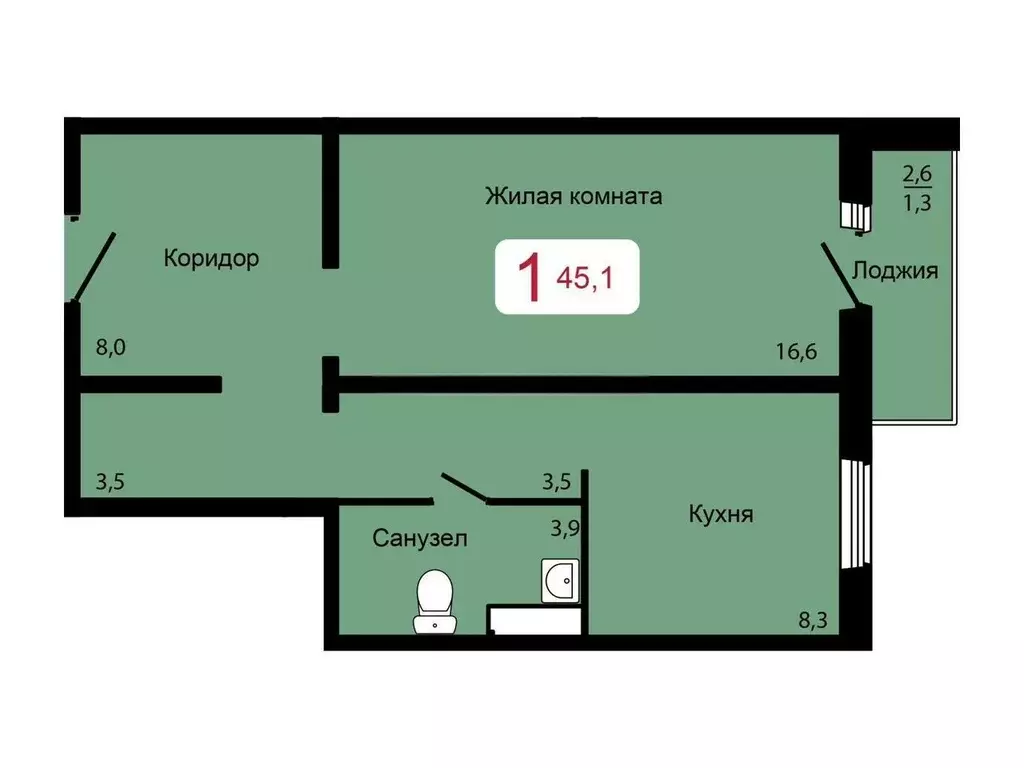 1-к кв. Красноярский край, Красноярск Аральская ул., 51 (45.0 м) - Фото 0