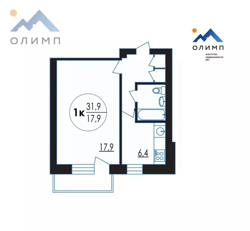 1-к кв. Вологодская область, Вологда ул. Пирогова, 21А (31.9 м) - Фото 1