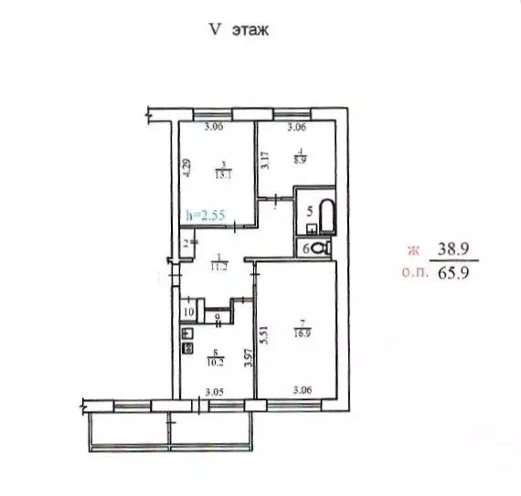 3-комнатная квартира: Елизово, Авачинская улица, 4 (65.9 м) - Фото 0
