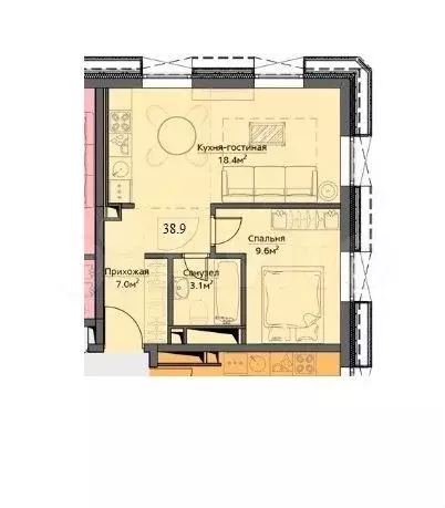 1-к. квартира, 40 м, 13/29 эт. - Фото 0