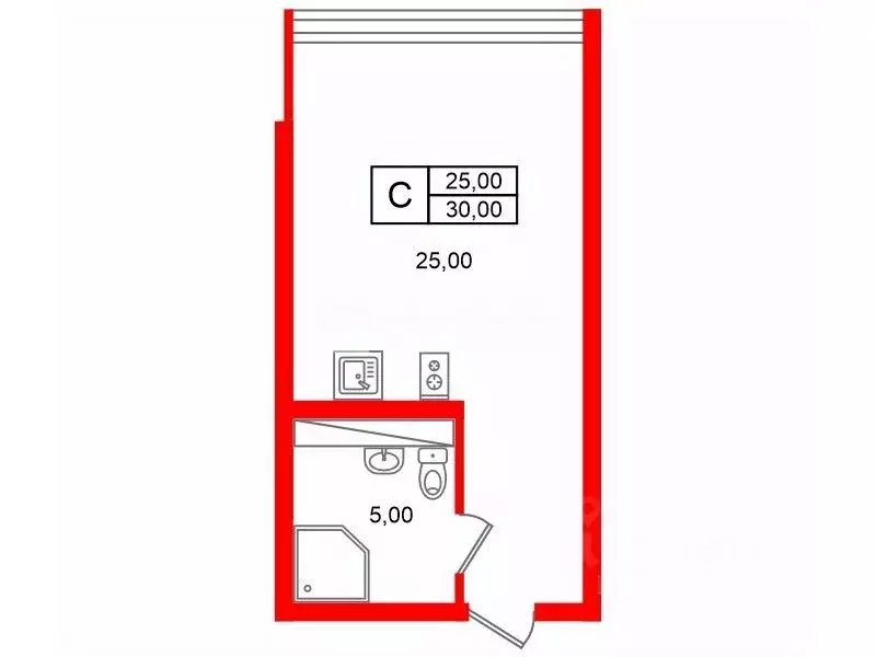 Студия Санкт-Петербург Черниговская ул., 17 (30.0 м) - Фото 2