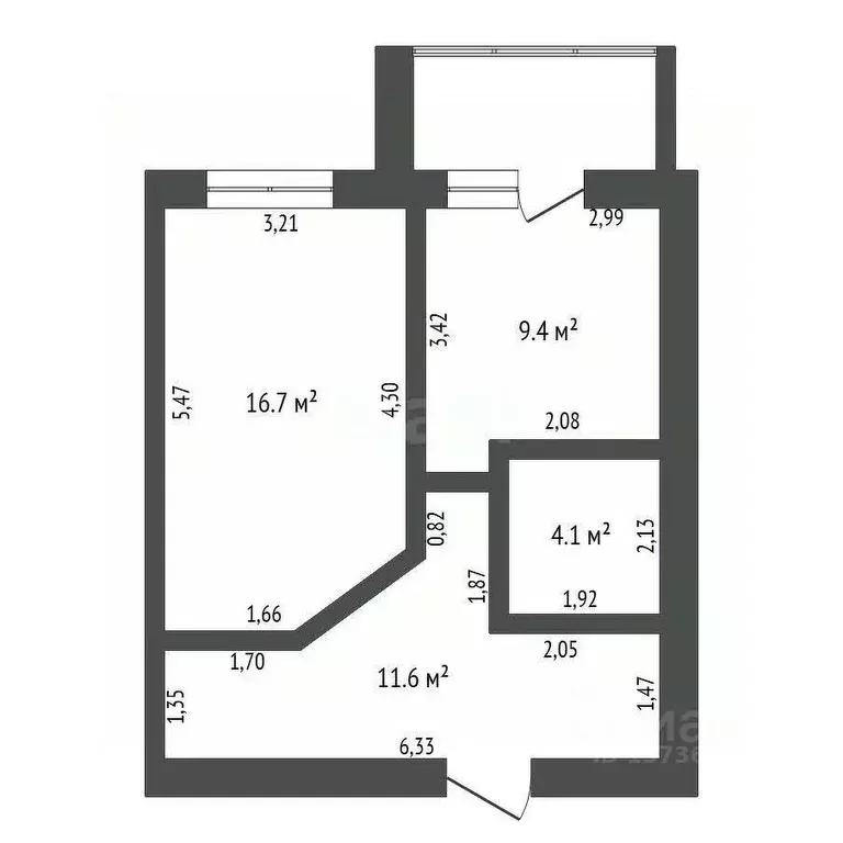 1-к кв. Амурская область, Благовещенск Заводская ул., 4/1 (42.0 м) - Фото 2