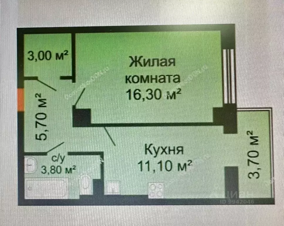 1-к кв. Ростовская область, Ростов-на-Дону просп. 40-летия Победы ... - Фото 2