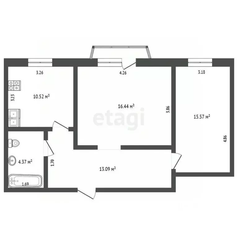 2-к кв. Архангельская область, Котлас ул. 70 лет Октября, 9А (60.0 м) - Фото 2