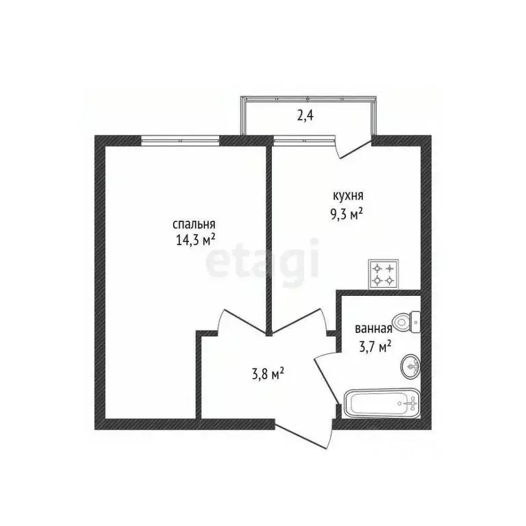 1-к кв. Краснодарский край, Краснодар ул. Западный обход, 42к6 (31.5 ... - Фото 2