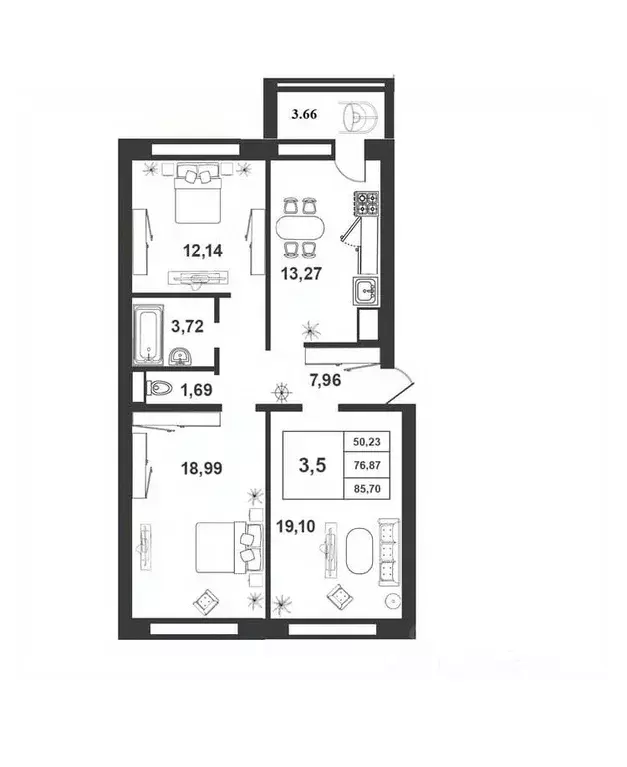 3-к кв. Новгородская область, Великий Новгород ул. Якова Павлова, 15 ... - Фото 1