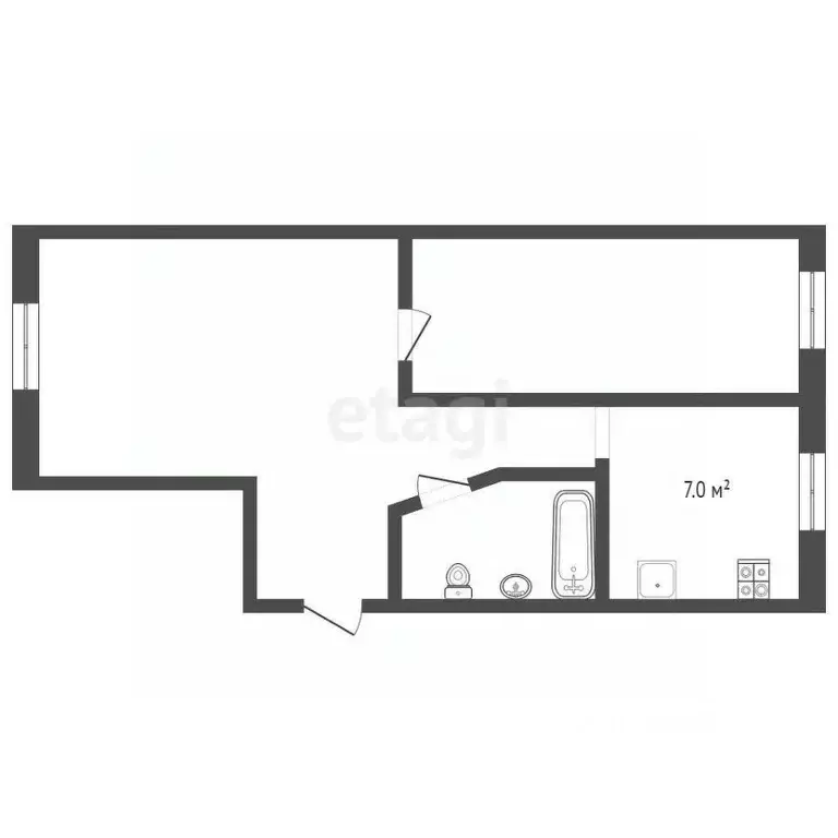 2-к кв. Татарстан, Альметьевск ул. Чернышевского, 40 (50.1 м) - Фото 1