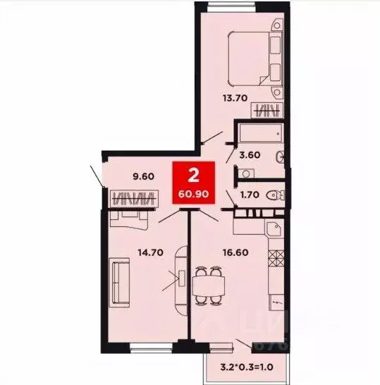 2-к кв. Краснодарский край, Краснодар ул. Им. Мурата Ахеджака, 12к6 ... - Фото 0