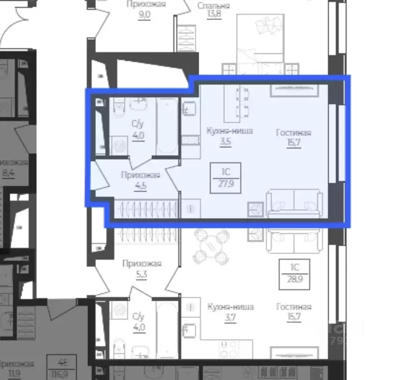 1-к кв. Москва Михалковская ул., 54 (46.8 м) - Фото 2