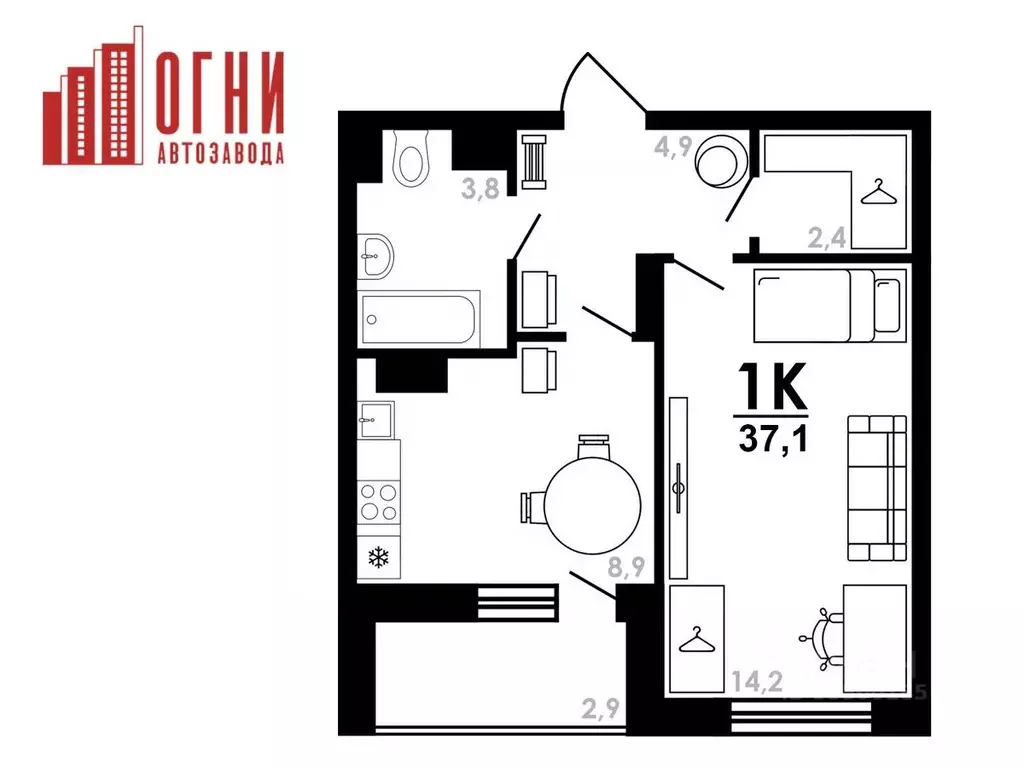 1-к кв. Нижегородская область, Нижний Новгород Коломенская ул., 8к4 ... - Фото 1