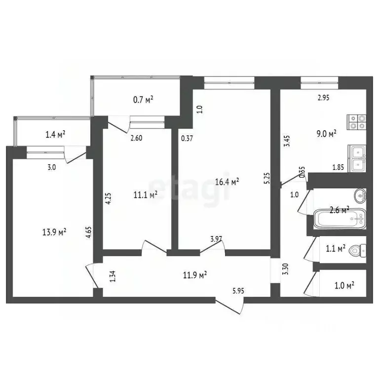 3-к кв. Мордовия, Саранск ул. Полежаева, 120 (67.0 м) - Фото 0
