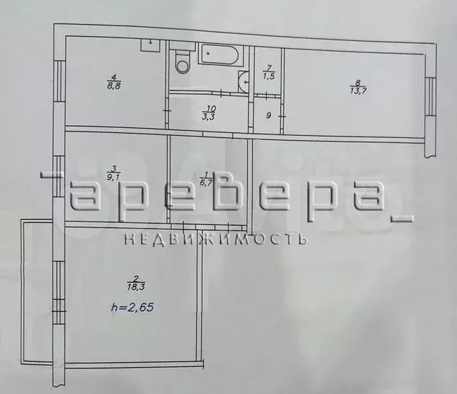 3-к. квартира, 65,1 м, 10/10 эт. - Фото 0