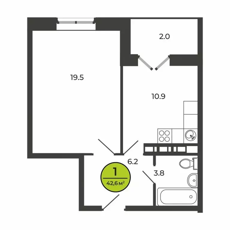 1-комнатная квартира: Свень, Соборная улица, 24 (42.6 м) - Фото 0