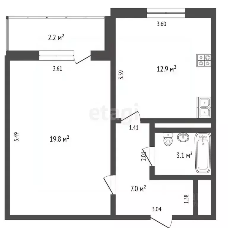 1-к кв. Ямало-Ненецкий АО, Новый Уренгой Энтузиастов мкр, 4 (42.8 м) - Фото 2