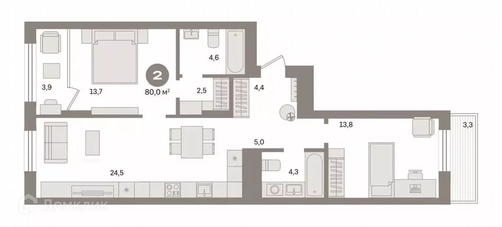 Продаётся 2-к квартира, 80 м - Фото 1