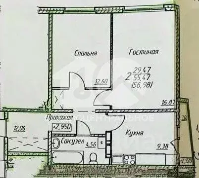 2-к кв. Кемеровская область, Кемерово Московский просп., 2А (55.47 м) - Фото 2