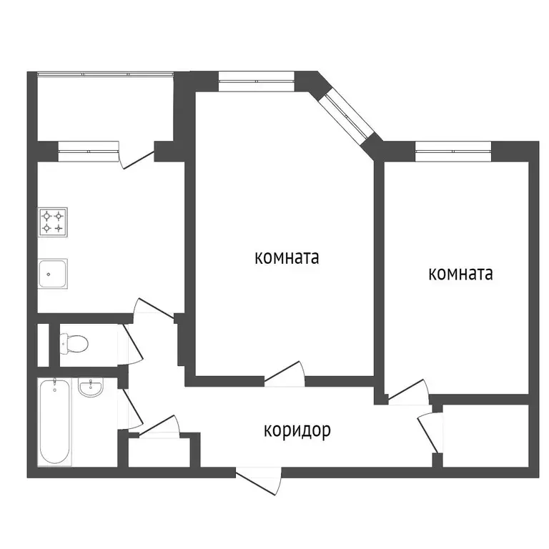 Квартира, 2 комнаты, 55 м - Фото 0