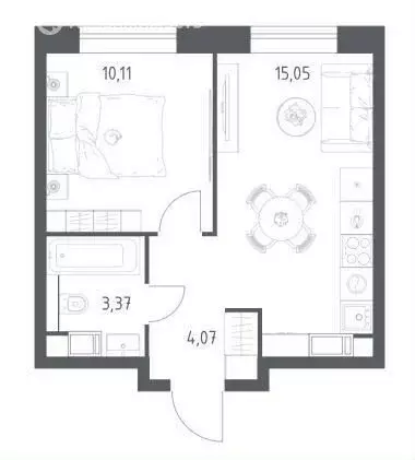 1-комнатная квартира: Москва, Шереметьевская улица, 21 (32 м) - Фото 2