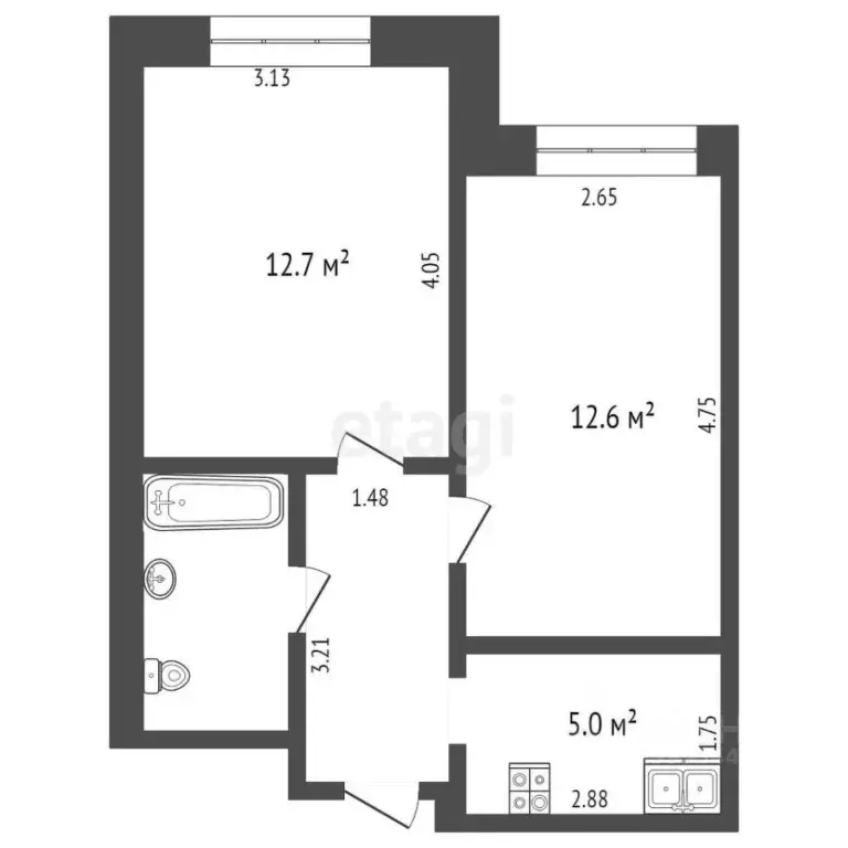 2-к кв. Тюменская область, Тюмень ул. Осипенко, 63 (44.9 м) - Фото 0