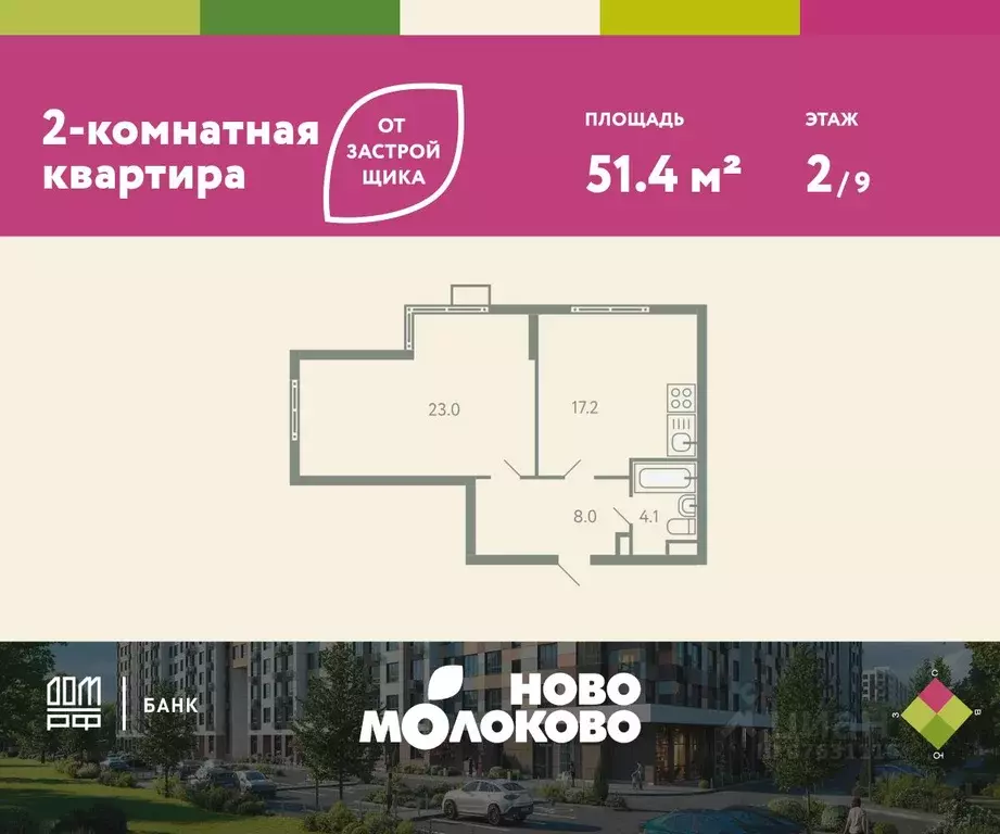 2-к кв. Московская область, Ленинский городской округ, Молоково пгт ... - Фото 0