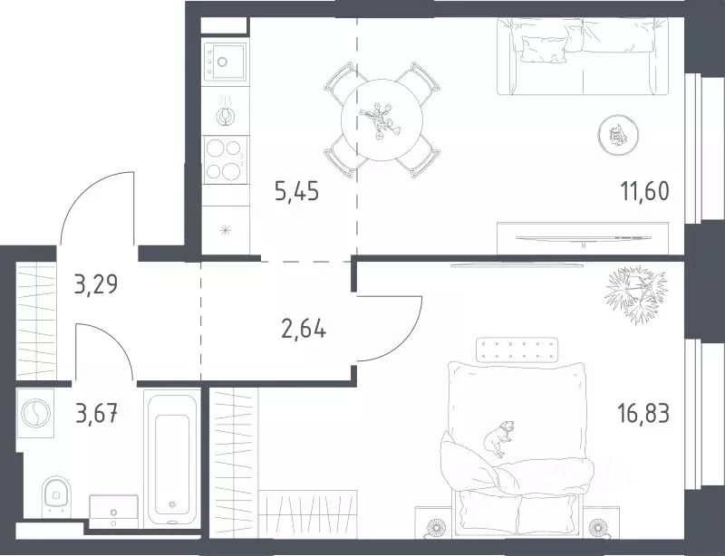 1-к кв. Московская область, Одинцовский городской округ, Заречье пгт ... - Фото 1
