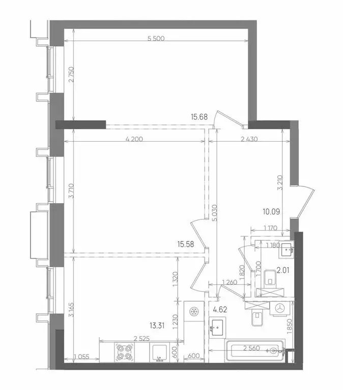 2-комнатная квартира: Казань, ЖК Вознесенский Квартал (61.29 м) - Фото 1