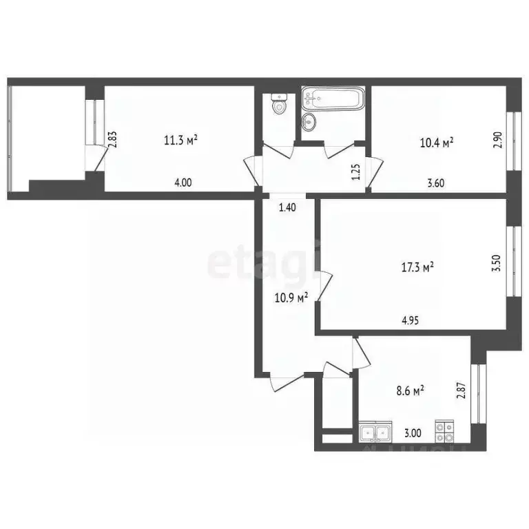 3-к кв. Орловская область, Орел ул. Дмитрия Блынского, 12 (63.4 м) - Фото 1