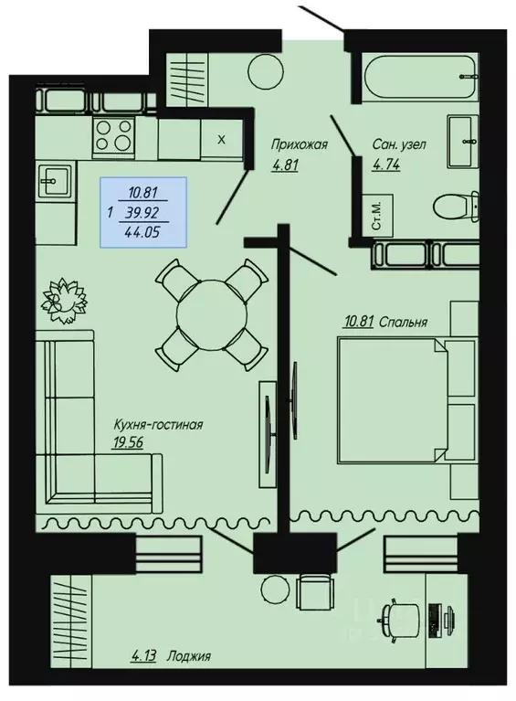 1-к кв. Волгоградская область, Волгоград пос. Ангарский, Клевер жилой ... - Фото 1