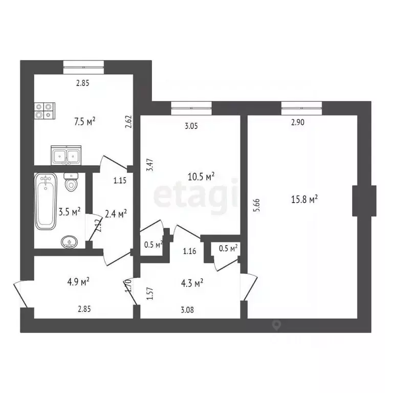 2-к кв. Хабаровский край, Хабаровск ул. Калинина, 80 (49.9 м) - Фото 1