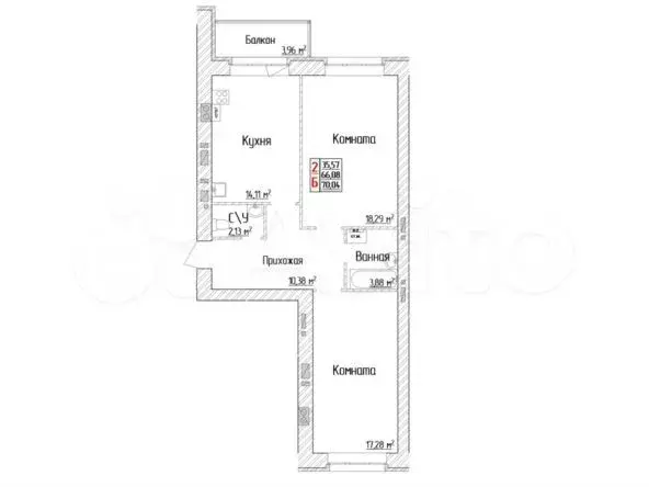 2-к. квартира, 70 м, 4/6 эт. - Фото 0