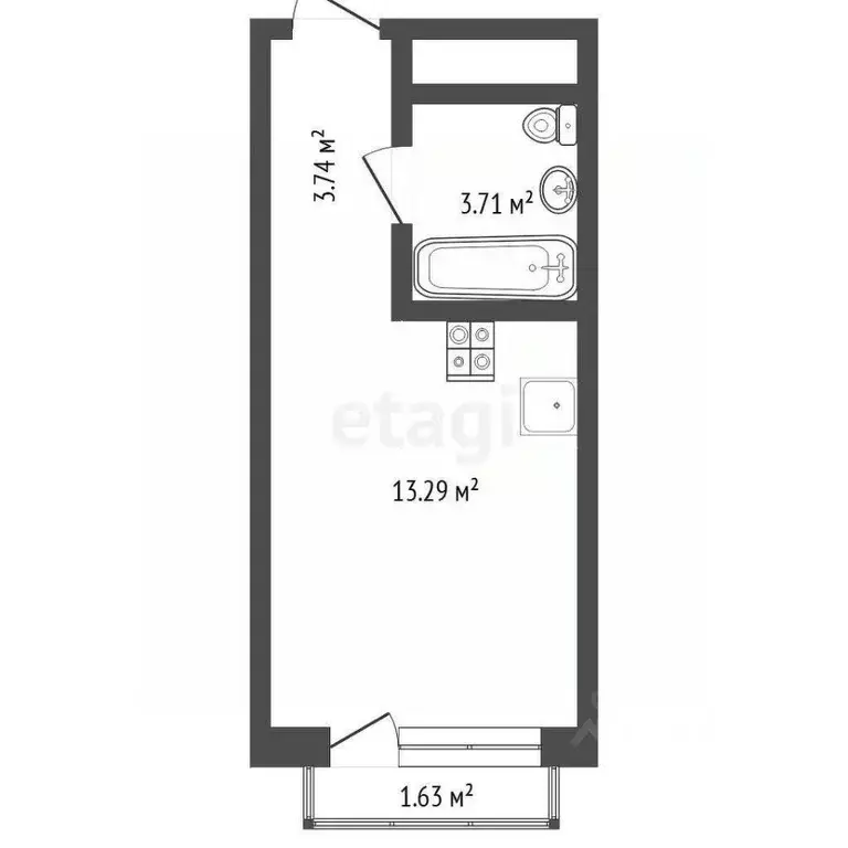 Студия Тюменская область, Тюмень ул. Первооткрывателей, 9 (20.1 м) - Фото 2