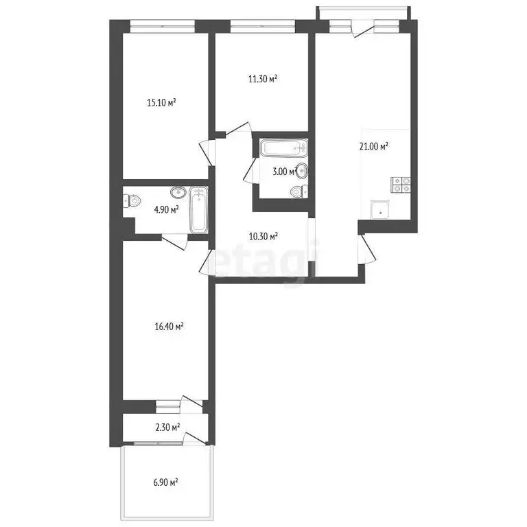 3-комнатная квартира: Тюмень, улица Энергетиков, 42 (97 м) - Фото 0