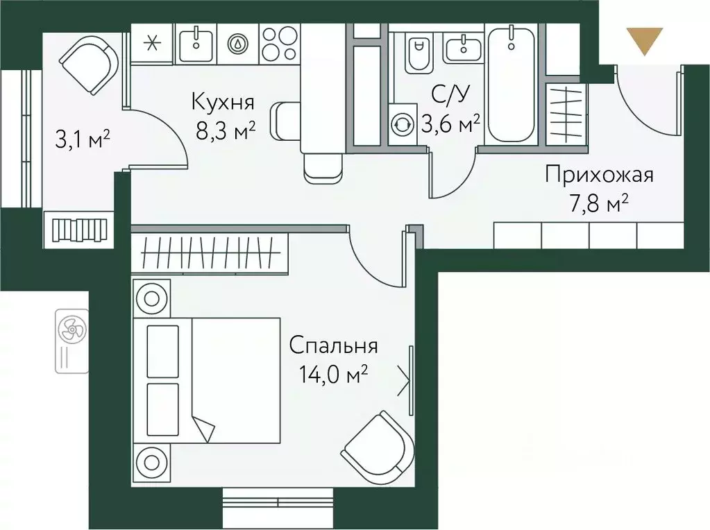 1-к кв. Волгоградская область, Волгоград Новосибирская ул., 74с1 (36.8 ... - Фото 0