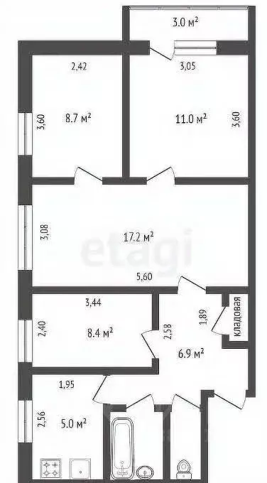 4-к кв. Ростовская область, Ростов-на-Дону Батуринская ул., 15к1 (61.5 ... - Фото 1